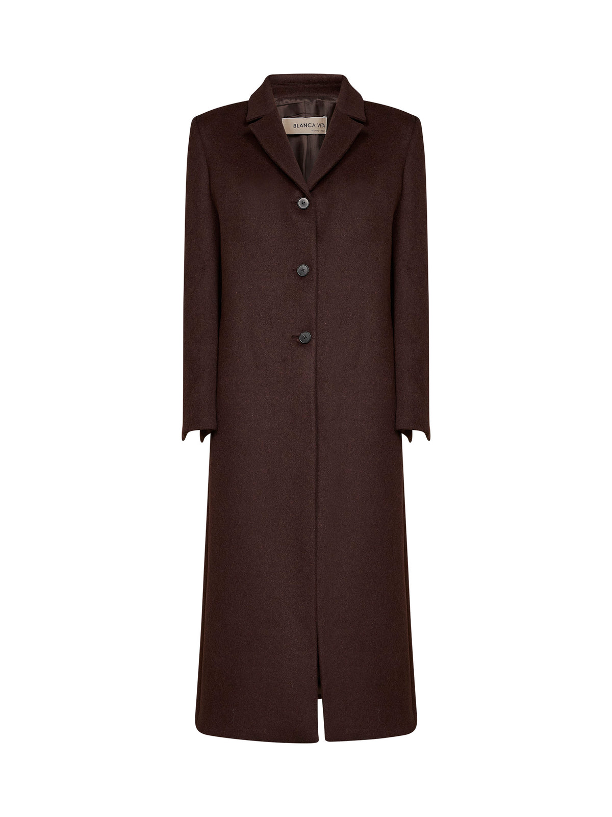 Dark brown wool-blend cloth Cujten single-breasted long coat