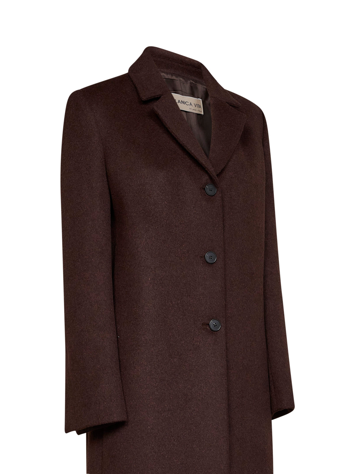 Dark brown wool-blend cloth Cujten single-breasted long coat