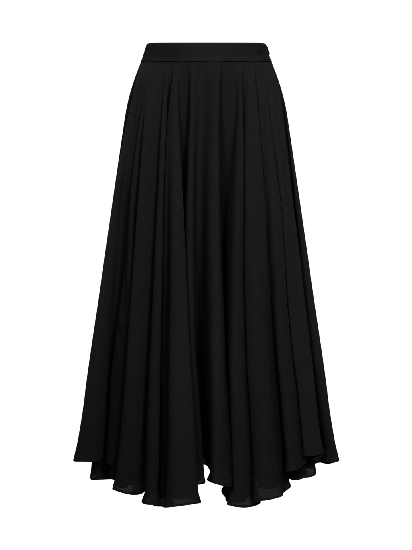 Gonna midi a ruota Ganza in doppia georgette nera