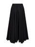 Gonna midi a ruota Ganza in doppia georgette nera