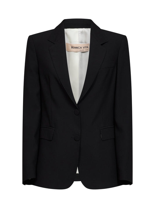 Black crêpe Gavera single-breasted blazer
