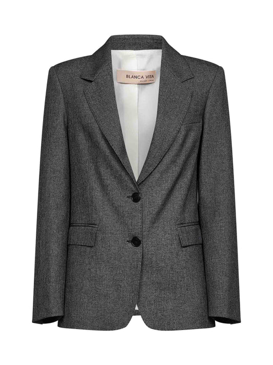 Anthracite stretch mélange canvas Gavera single-breasted blazer