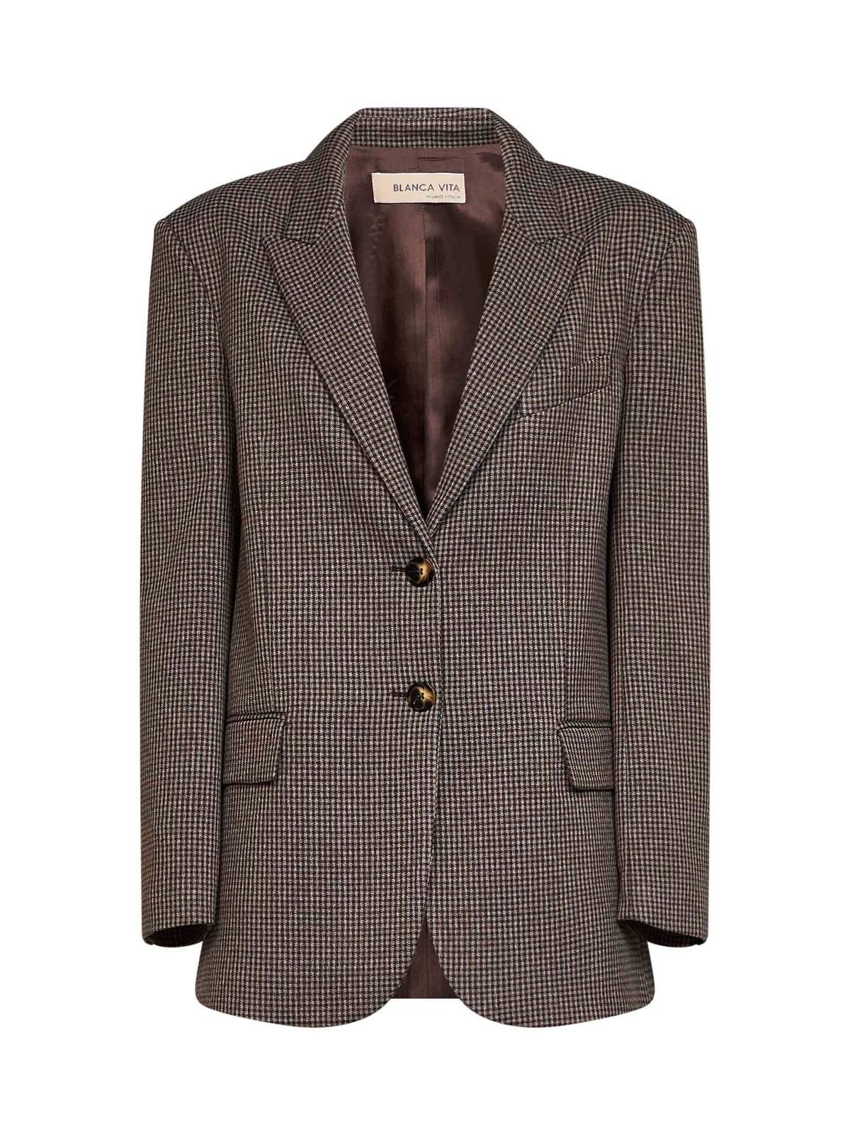 Dark brown houndstooth viscose blend Gedesa single-breasted blazer