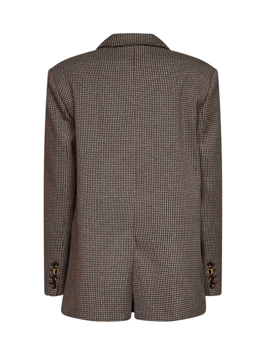 Dark brown houndstooth viscose blend Gedesa single-breasted blazer