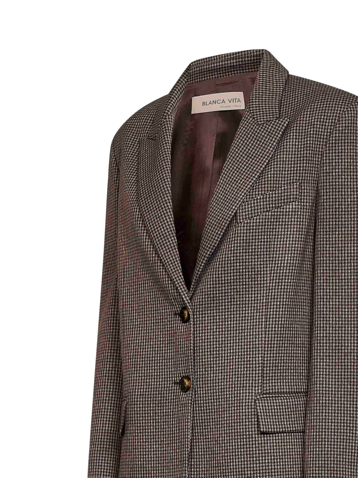 Dark brown houndstooth viscose blend Gedesa single-breasted blazer