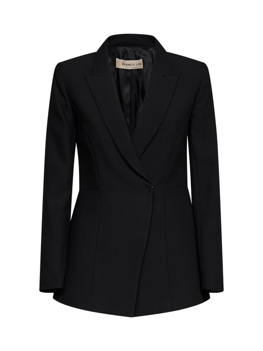 Black crêpe Gimba double-breasted blazer