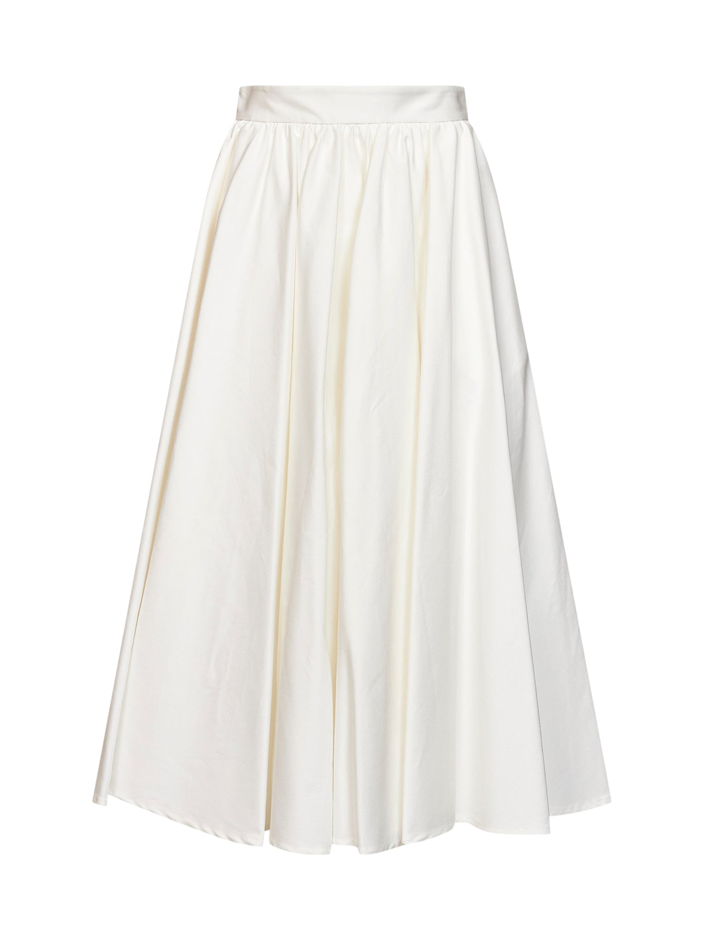 Gonna midi a ruota Golia in popeline stretch bianco