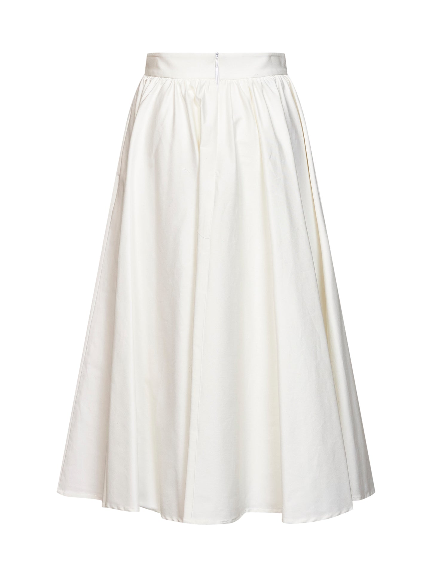Gonna midi a ruota Golia in popeline stretch bianco