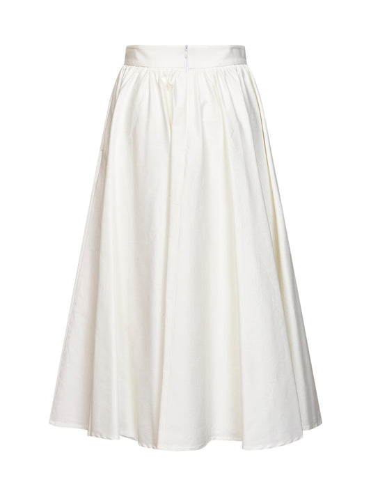Gonna midi a ruota Golia in popeline stretch bianco