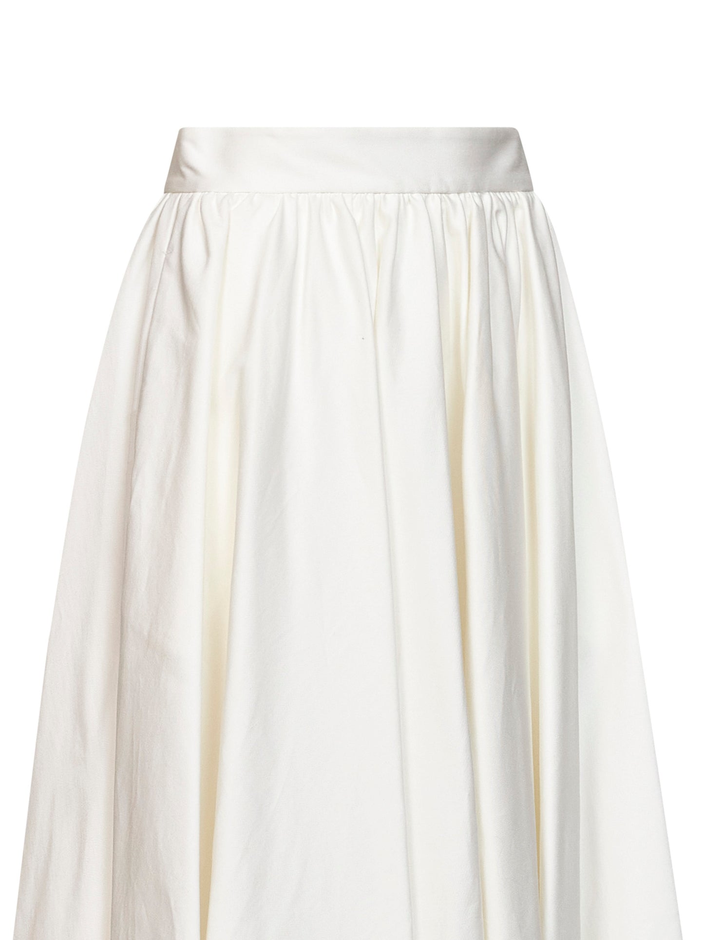 Gonna midi a ruota Golia in popeline stretch bianco