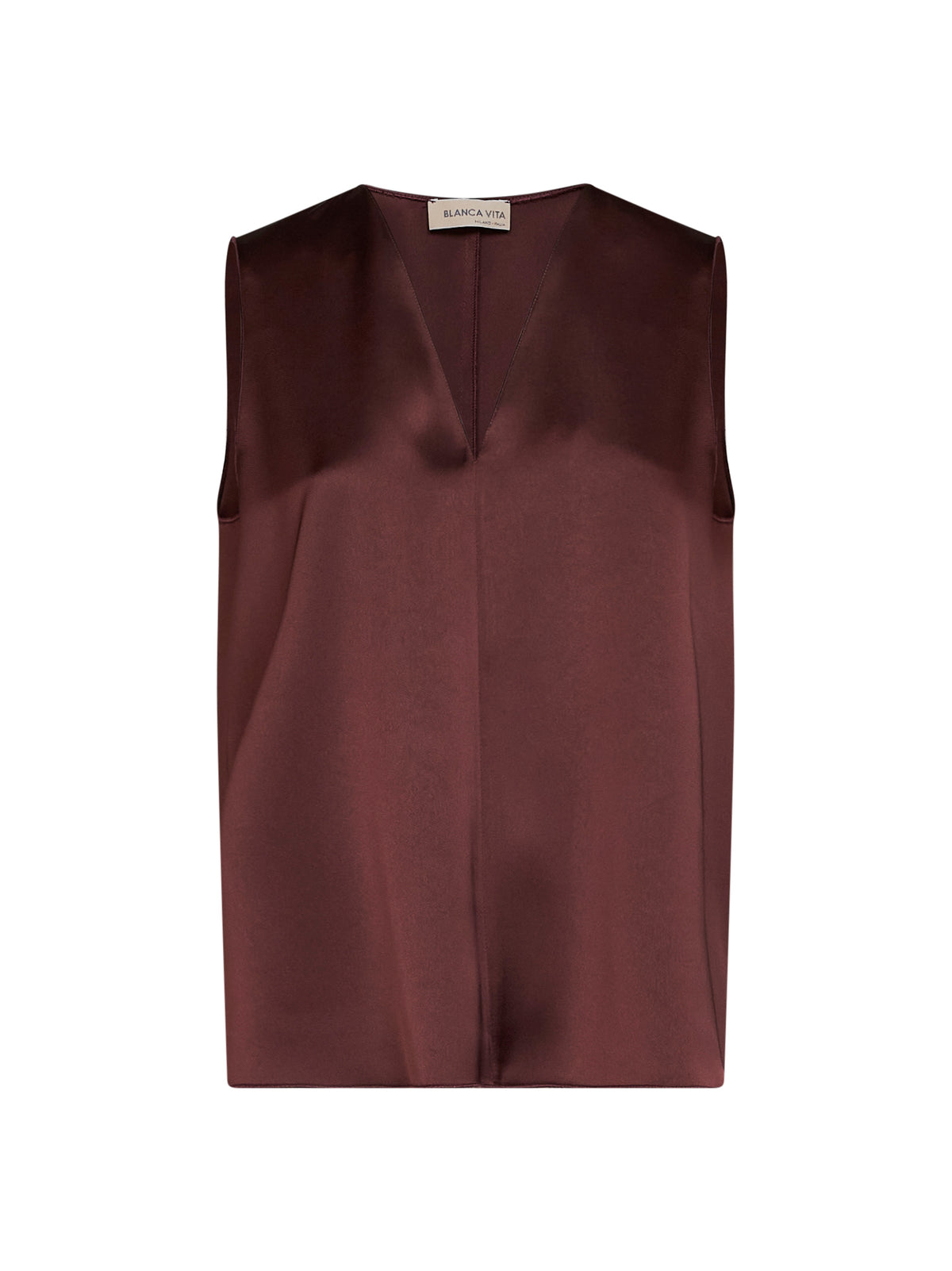 Wine envers satin Telby V-neck tank top