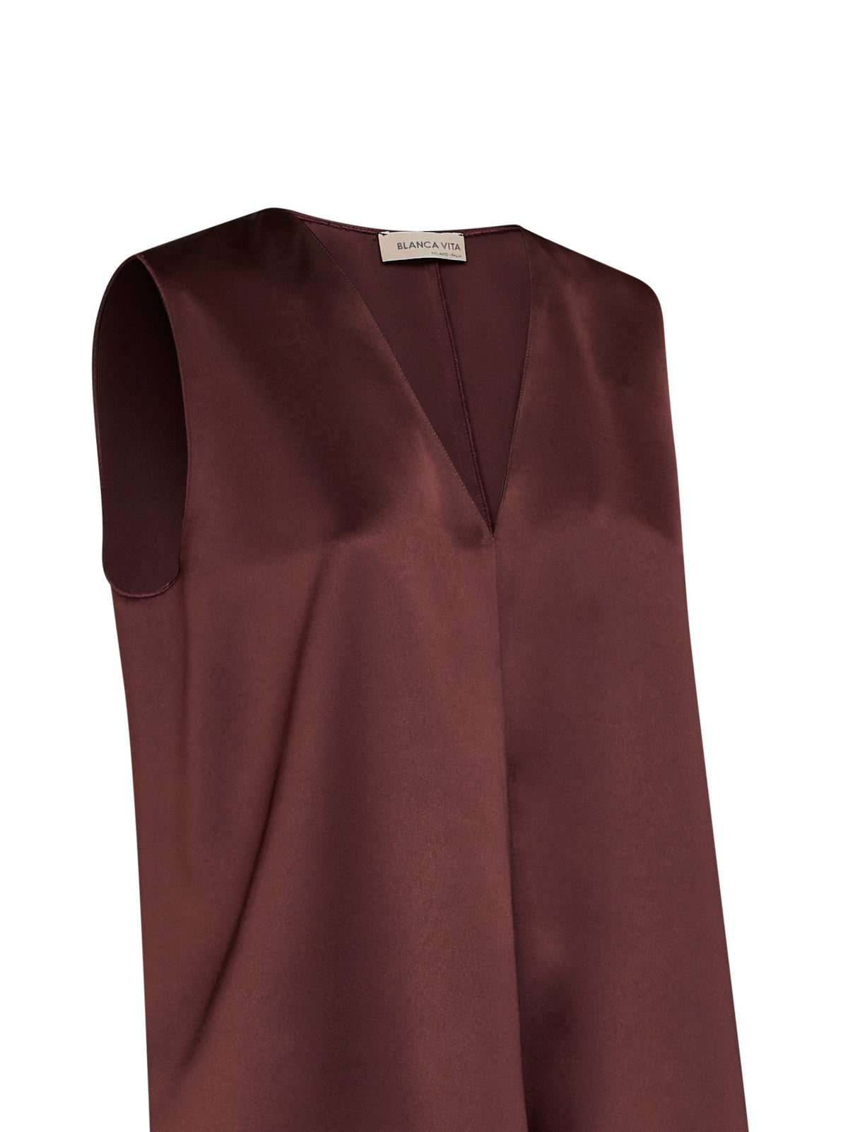 Wine envers satin Telby V-neck tank top