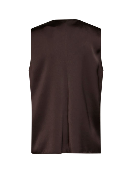 Chocolate envers satin Telby V-neck tank top