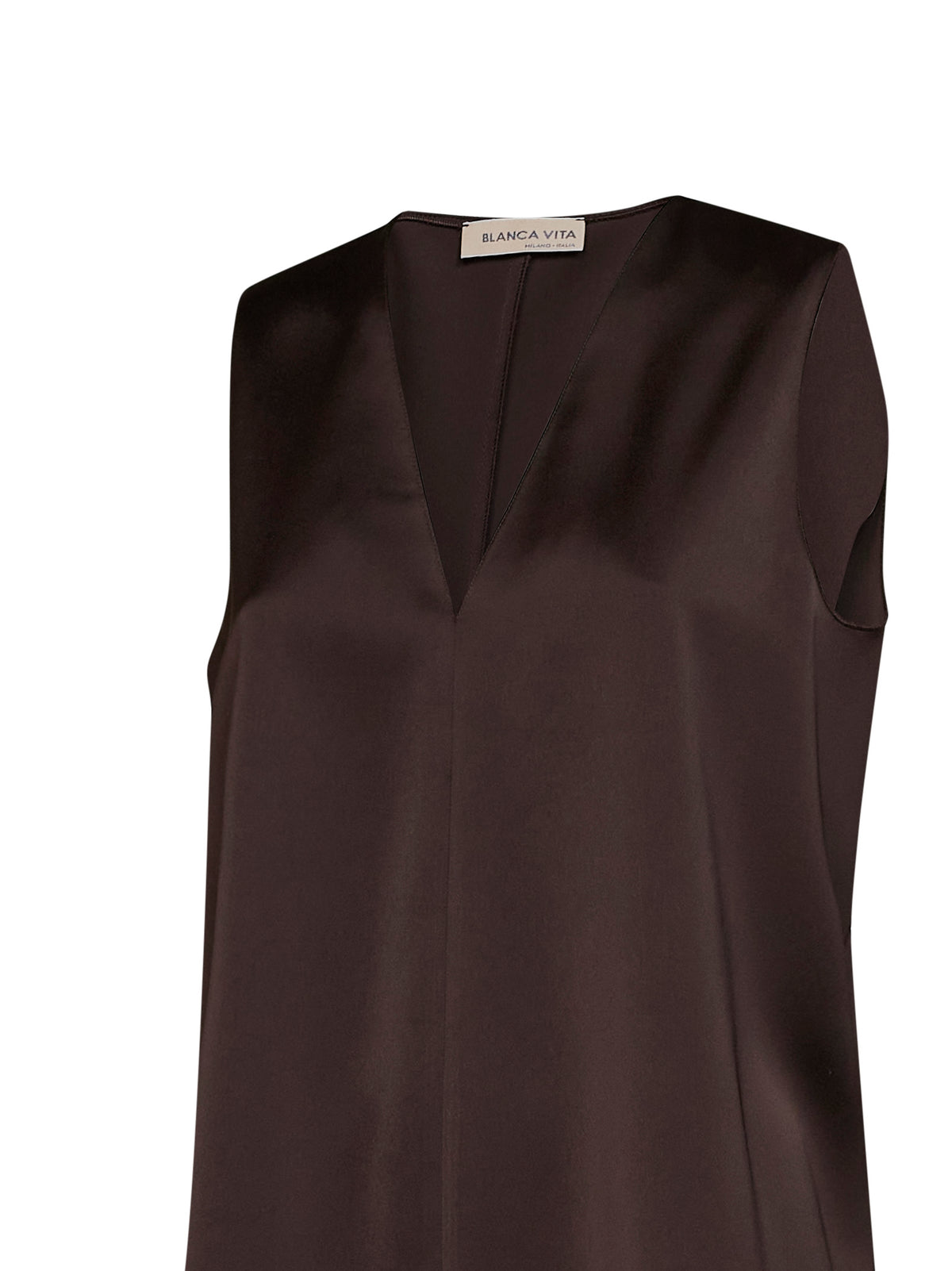 Chocolate envers satin Telby V-neck tank top