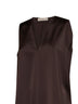 Chocolate envers satin Telby V-neck tank top
