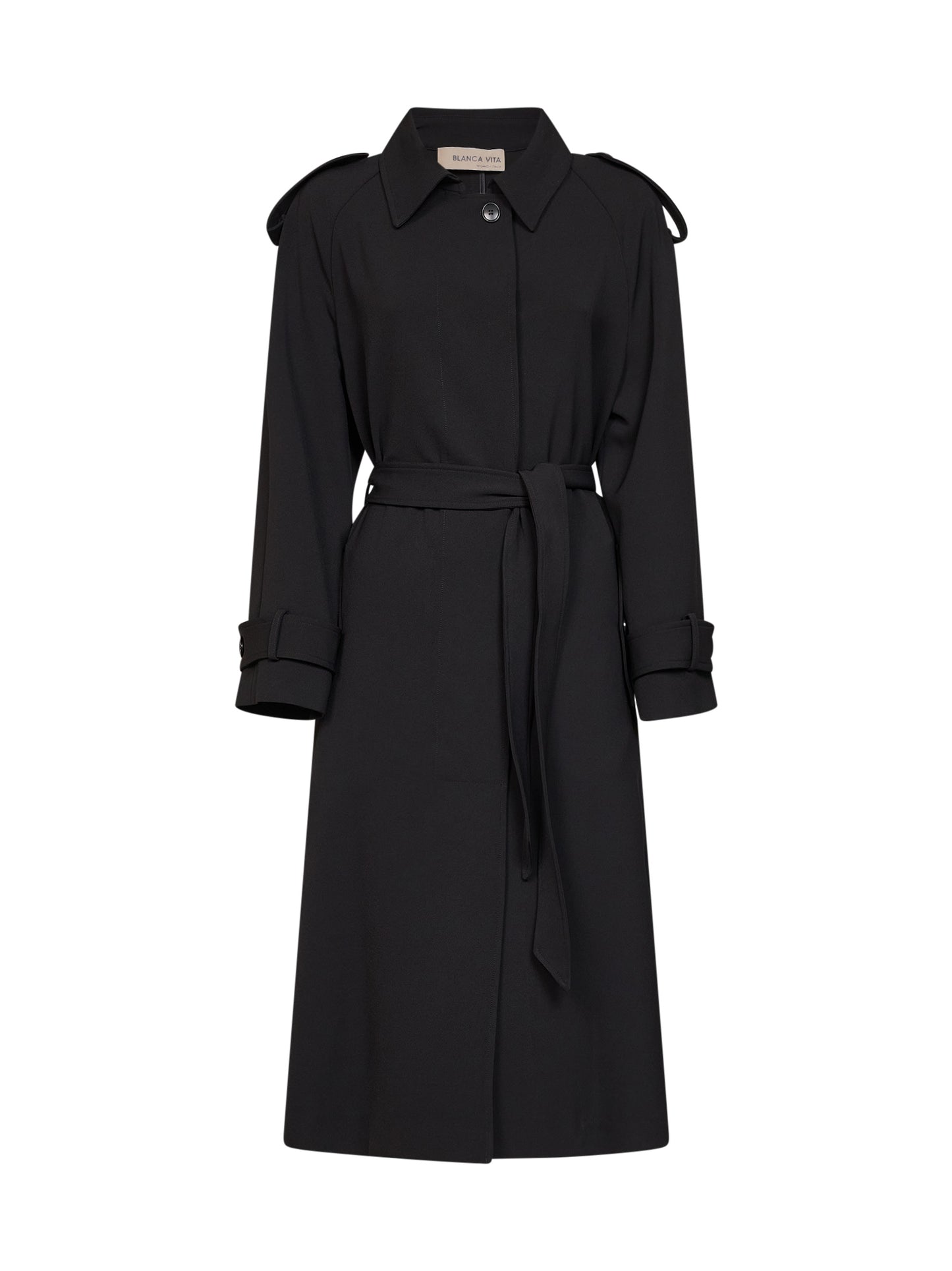 Trench con cintura Telly in cady stretch nero