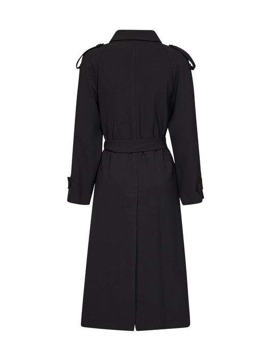 Black stretch cady Telly belted trench coat