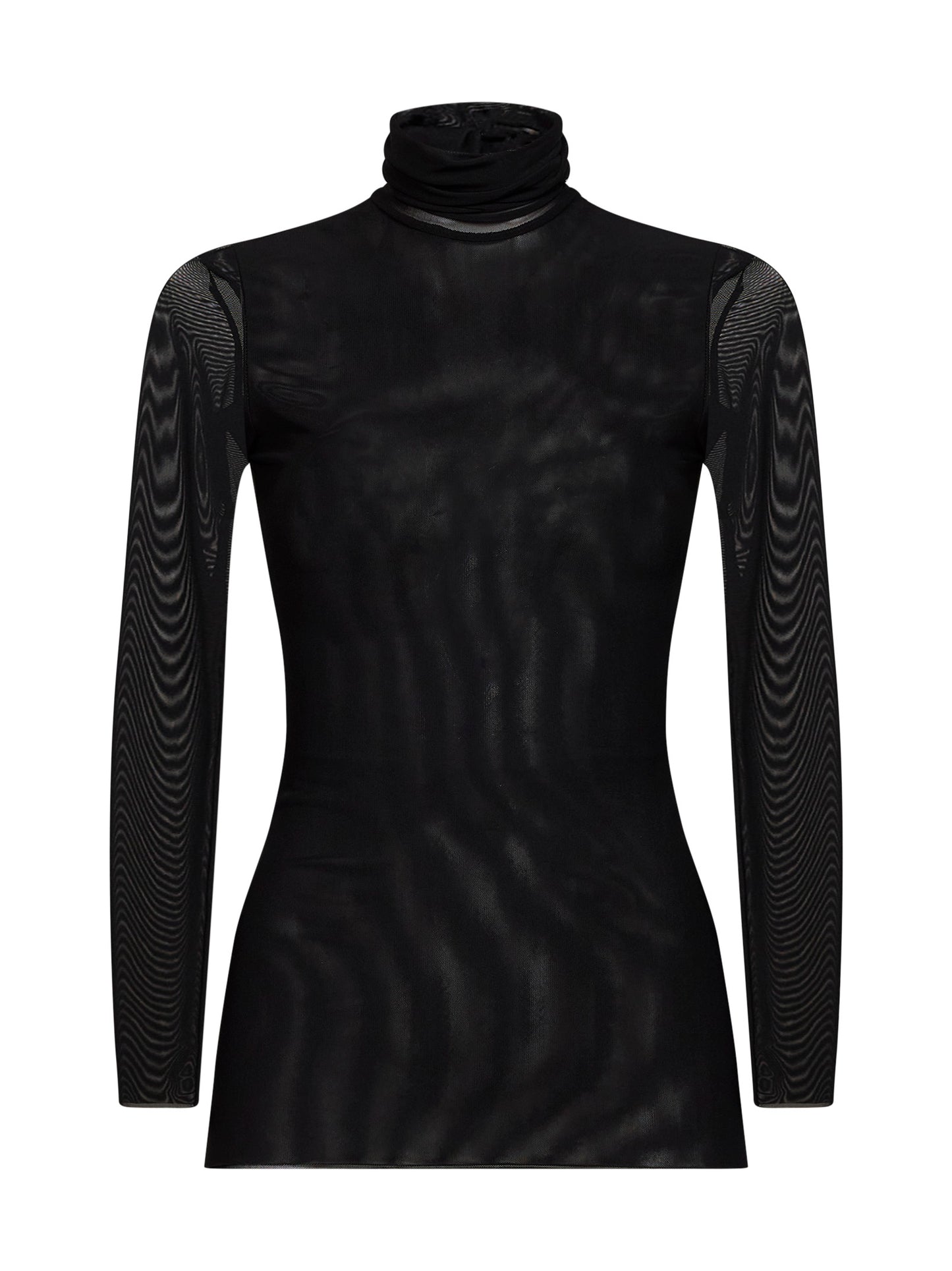 Top dolcevita Tunvera in tulle stretch nero