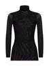 Top dolcevita Tunvera in tulle stretch nero