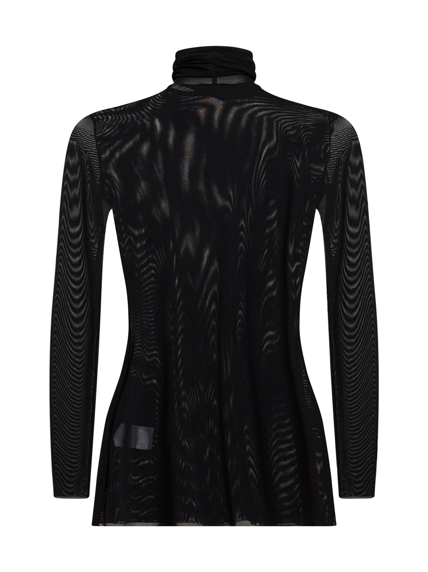 Top dolcevita Tunvera in tulle stretch nero