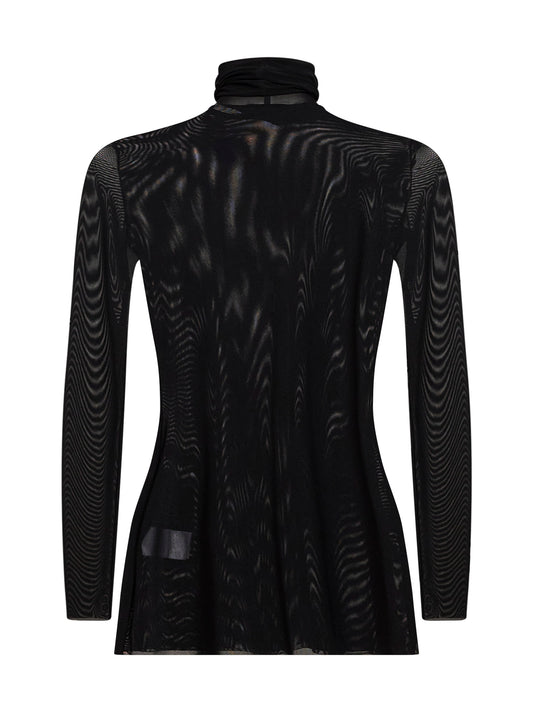 Top dolcevita Tunvera in tulle stretch nero