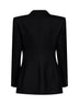 Blazer doppiopetto in misto lana nera con rose 3D