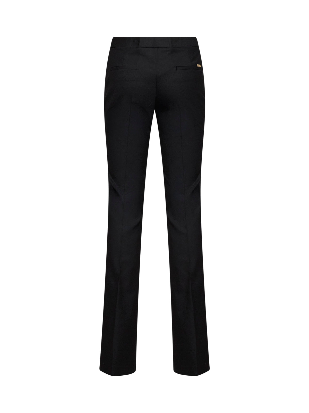 Pantaloni slim-fit svasati in misto lana stretch nera