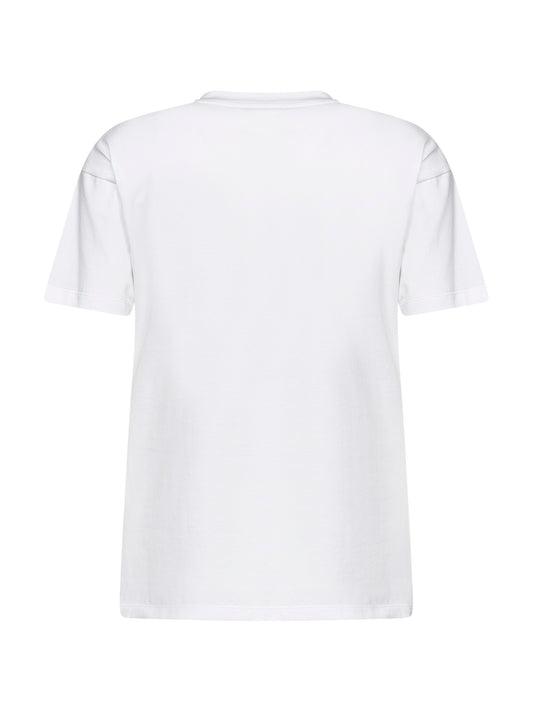 White jersey T-shirt with top-effect appliqué
