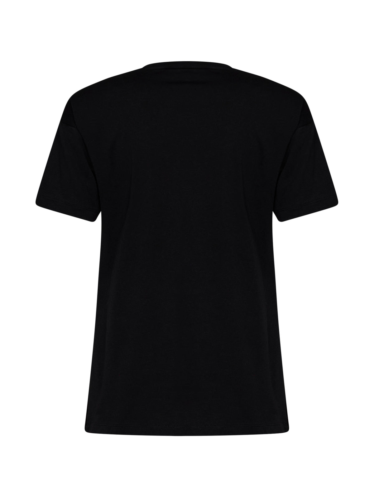 T-shirt in jersey nero con applicazione effetto top