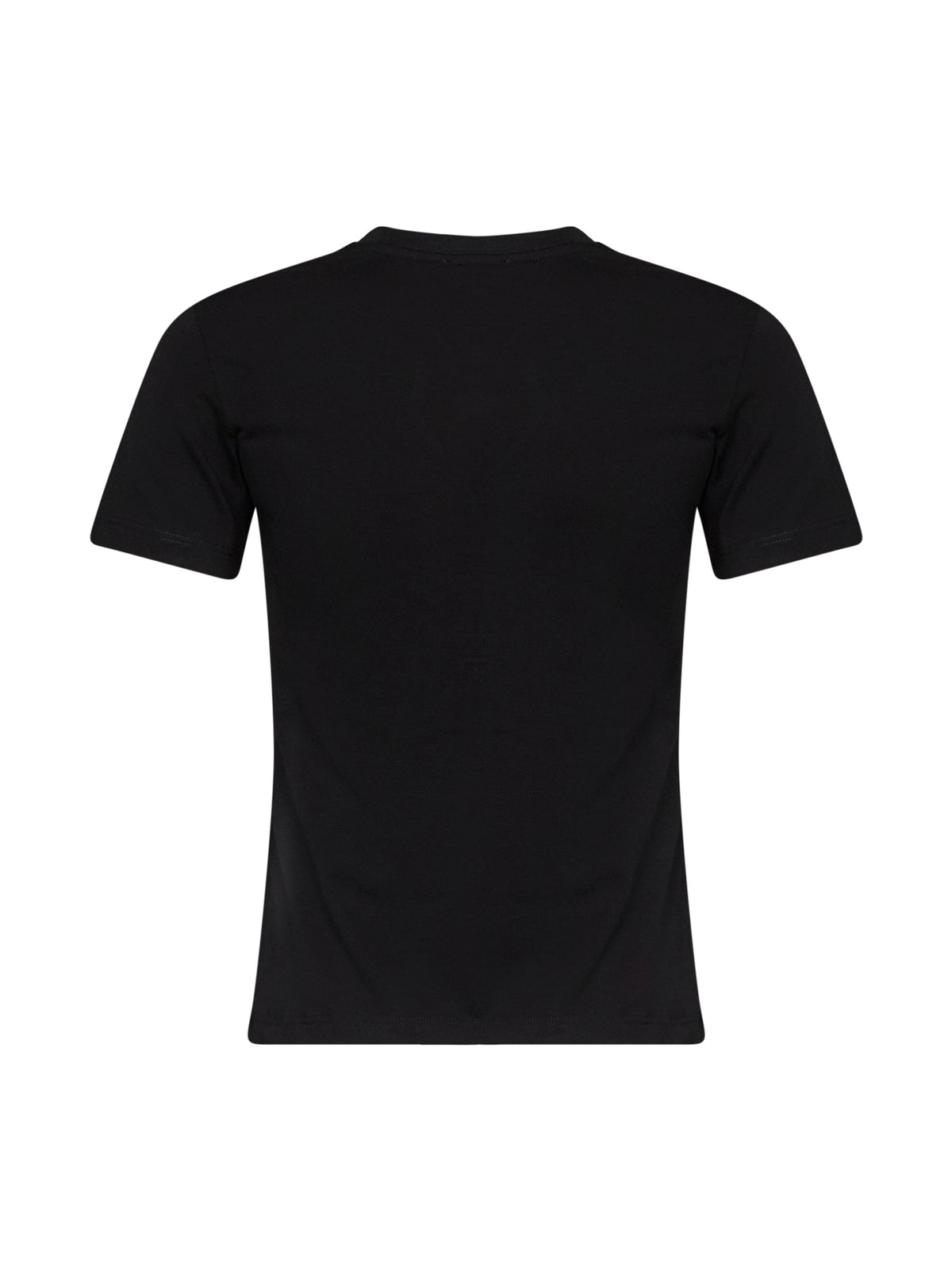 T-shirt in jersey stretch nero con ricamo in strass