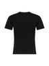 T-shirt in jersey stretch nero con ricamo in strass