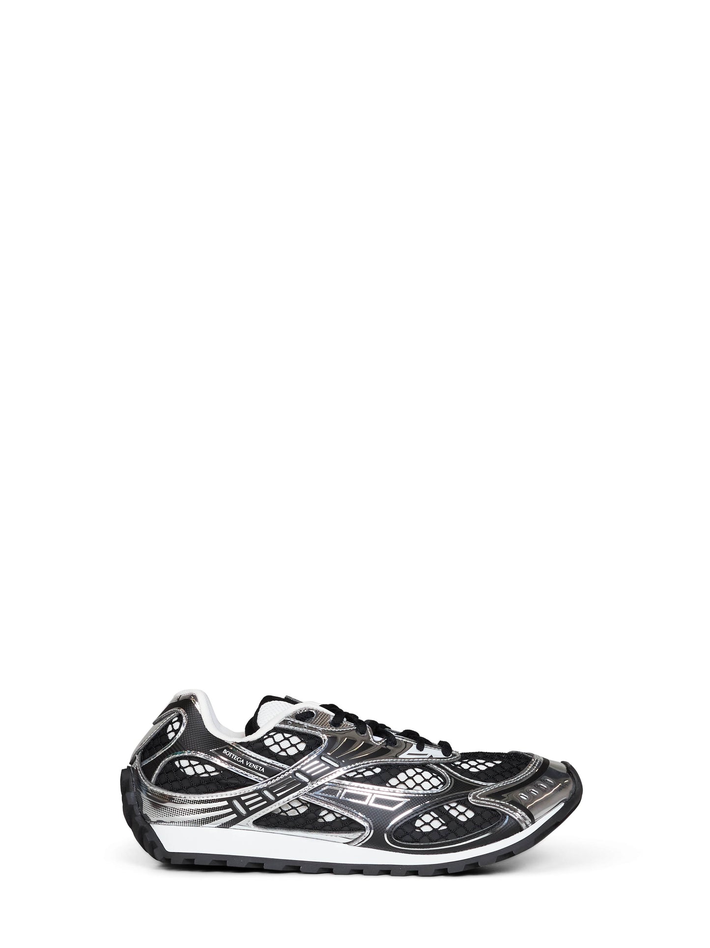 Black and silver lightweight technical fabric and mesh Orbit sneakers.