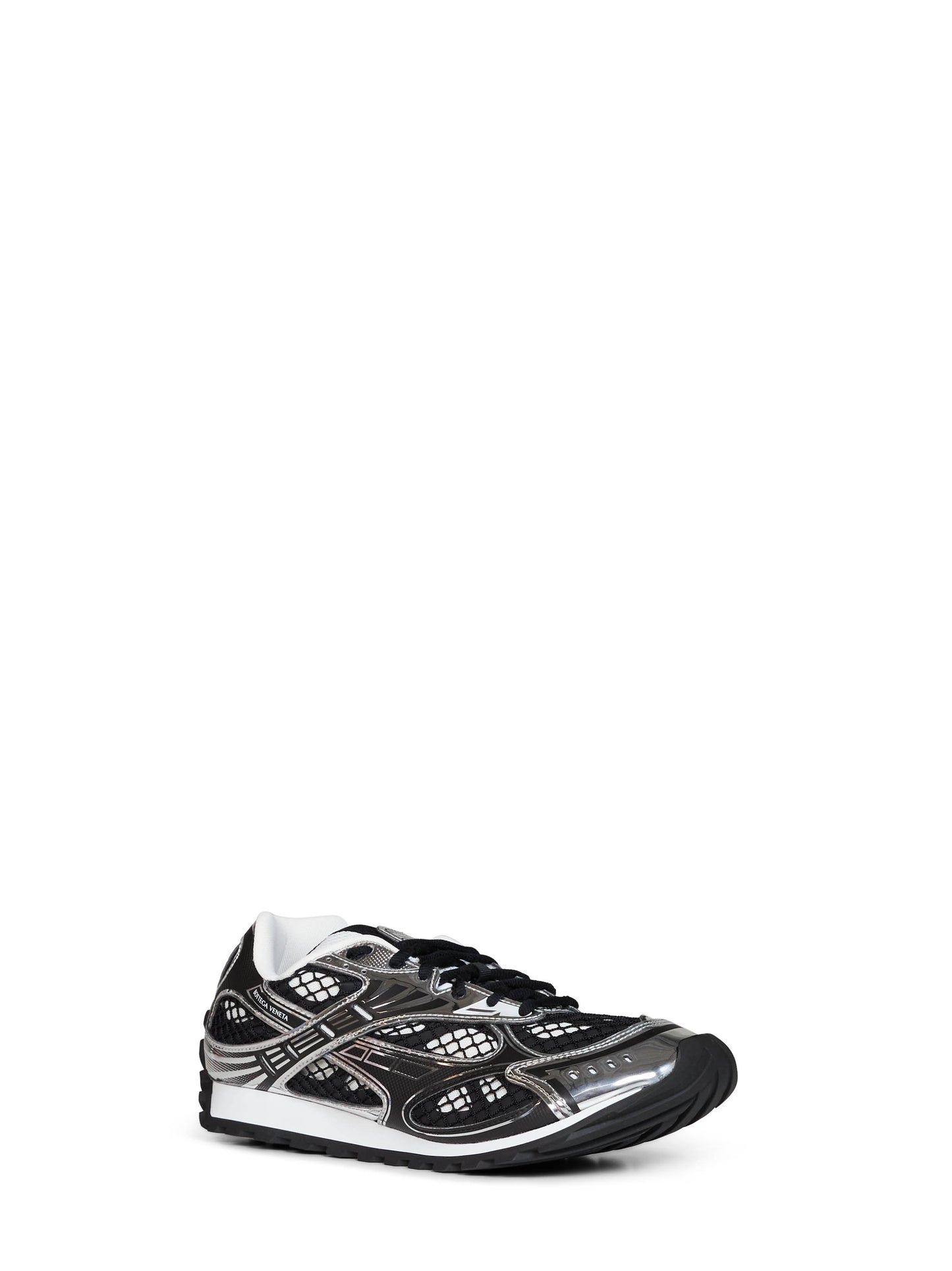 Black and silver lightweight technical fabric and mesh Orbit sneakers.