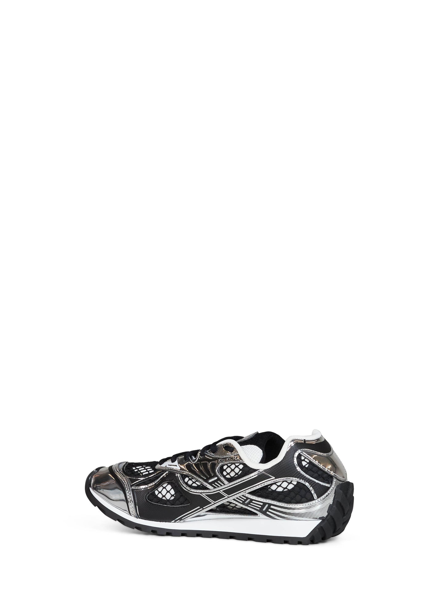 Black and silver lightweight technical fabric and mesh Orbit sneakers.