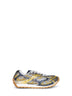 Taxi yellow and denim technical fabric and mesh Orbit sneakers