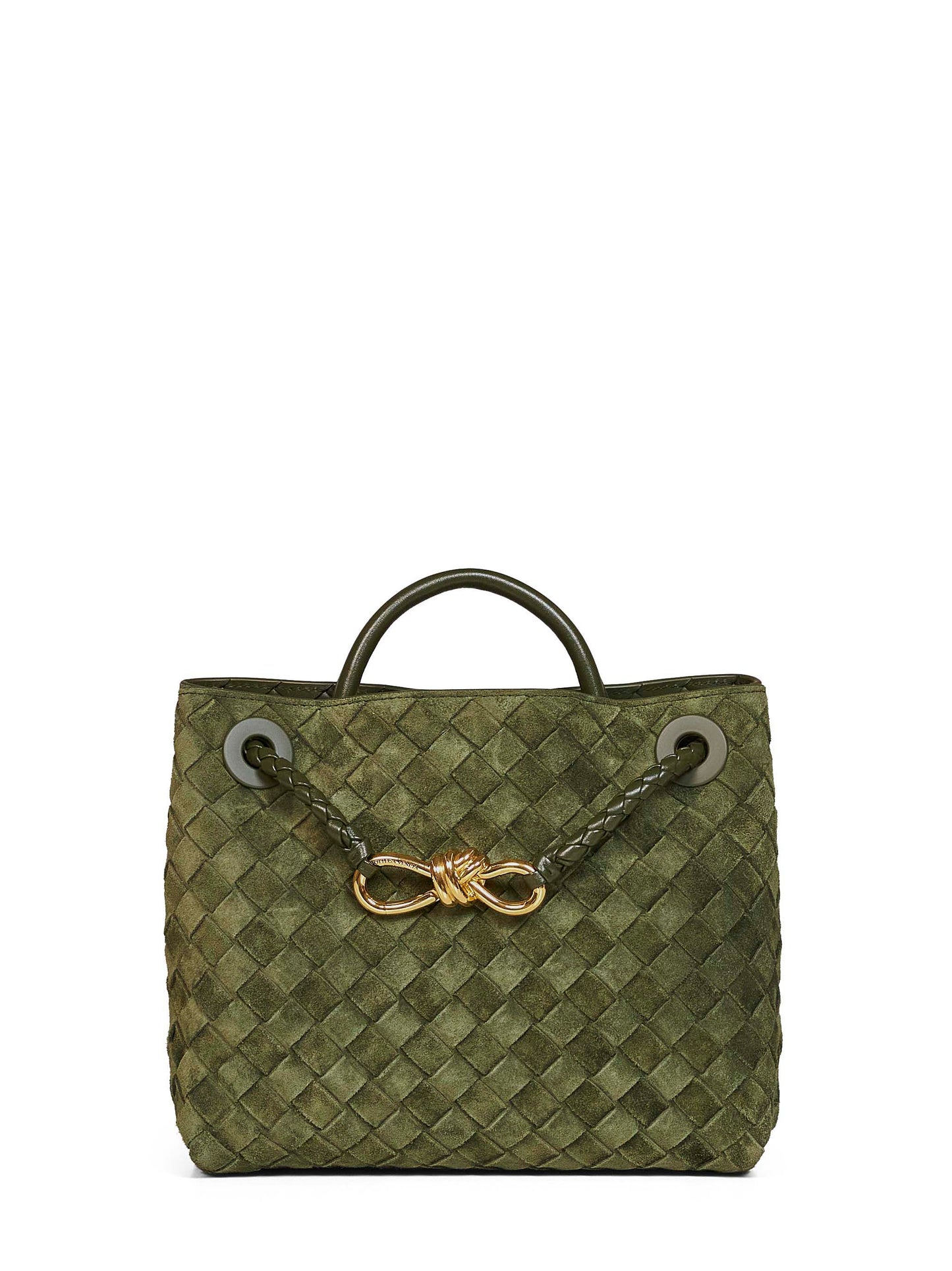 Green tweed Small Andiamo top handle bag