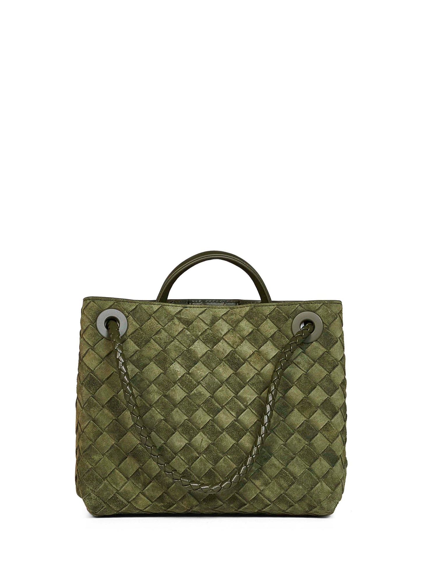 Green tweed Small Andiamo top handle bag