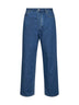 Medium blue cotton denim wide-leg jeans