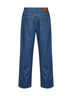 Medium blue cotton denim wide-leg jeans