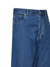 Medium blue cotton denim wide-leg jeans