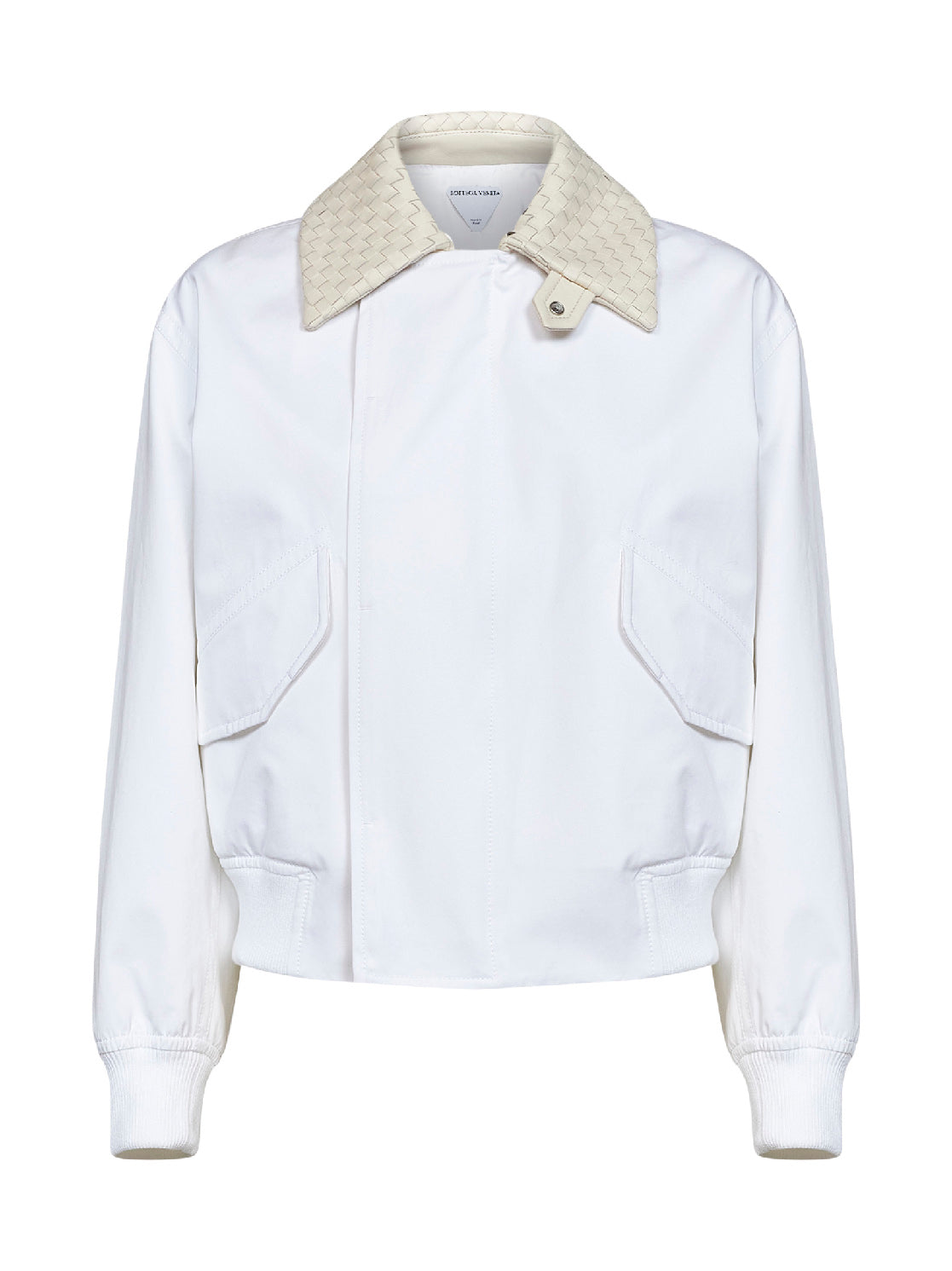 Giacca in cotone leggero impermeabile bianco con colletto Intrecciato