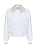 Giacca in cotone leggero impermeabile bianco con colletto Intrecciato