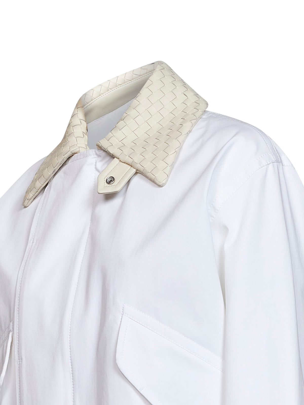 Giacca in cotone leggero impermeabile bianco con colletto Intrecciato