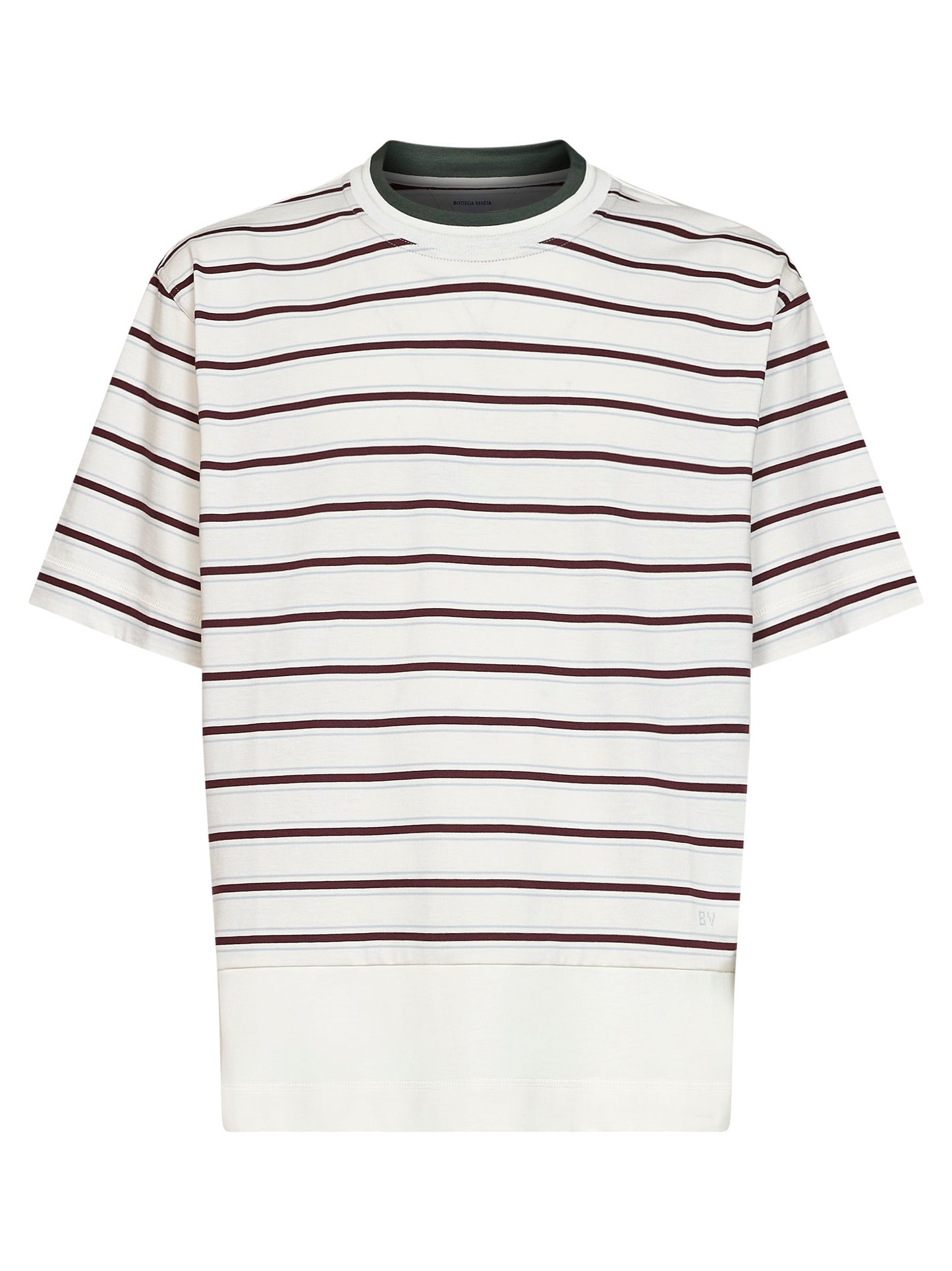 White striped cotton layered T-shirt