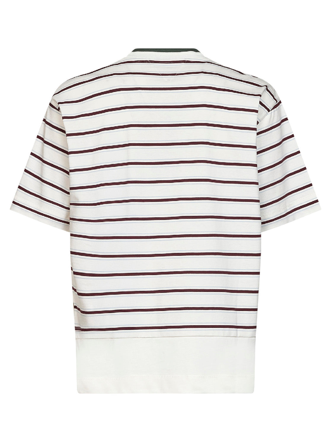White striped cotton layered T-shirt