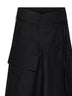 Black compact cotton canvas long asymmetric skirt