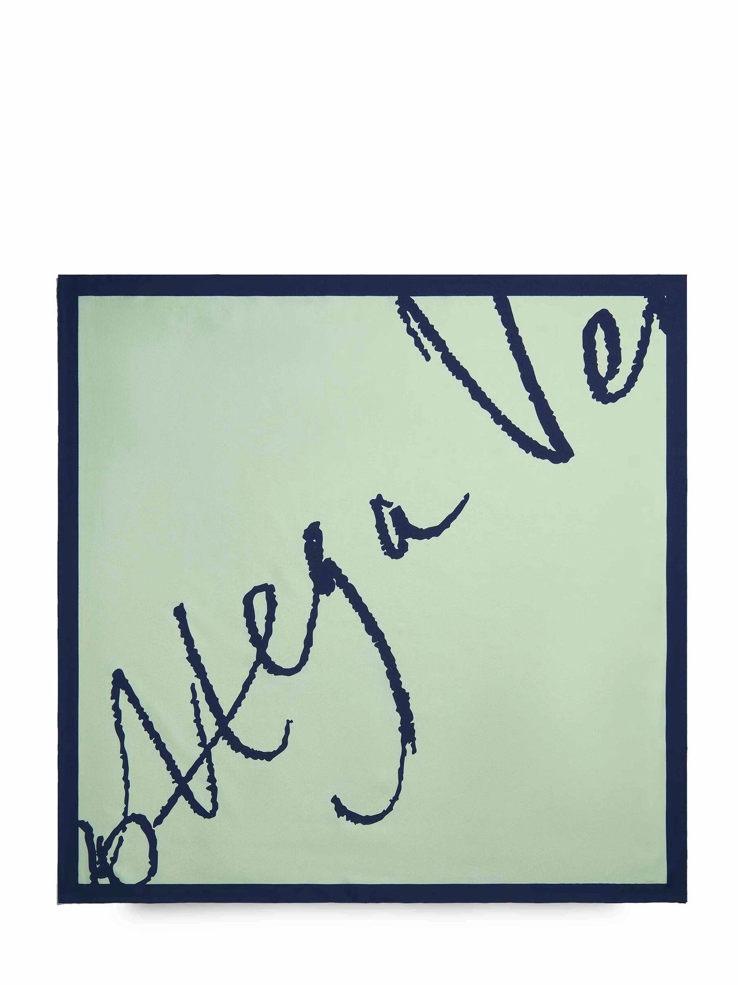 Pale herb green silk scarf with graphic print