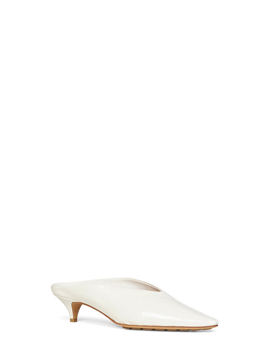 Alabaster shiny leather Vesta mule pumps