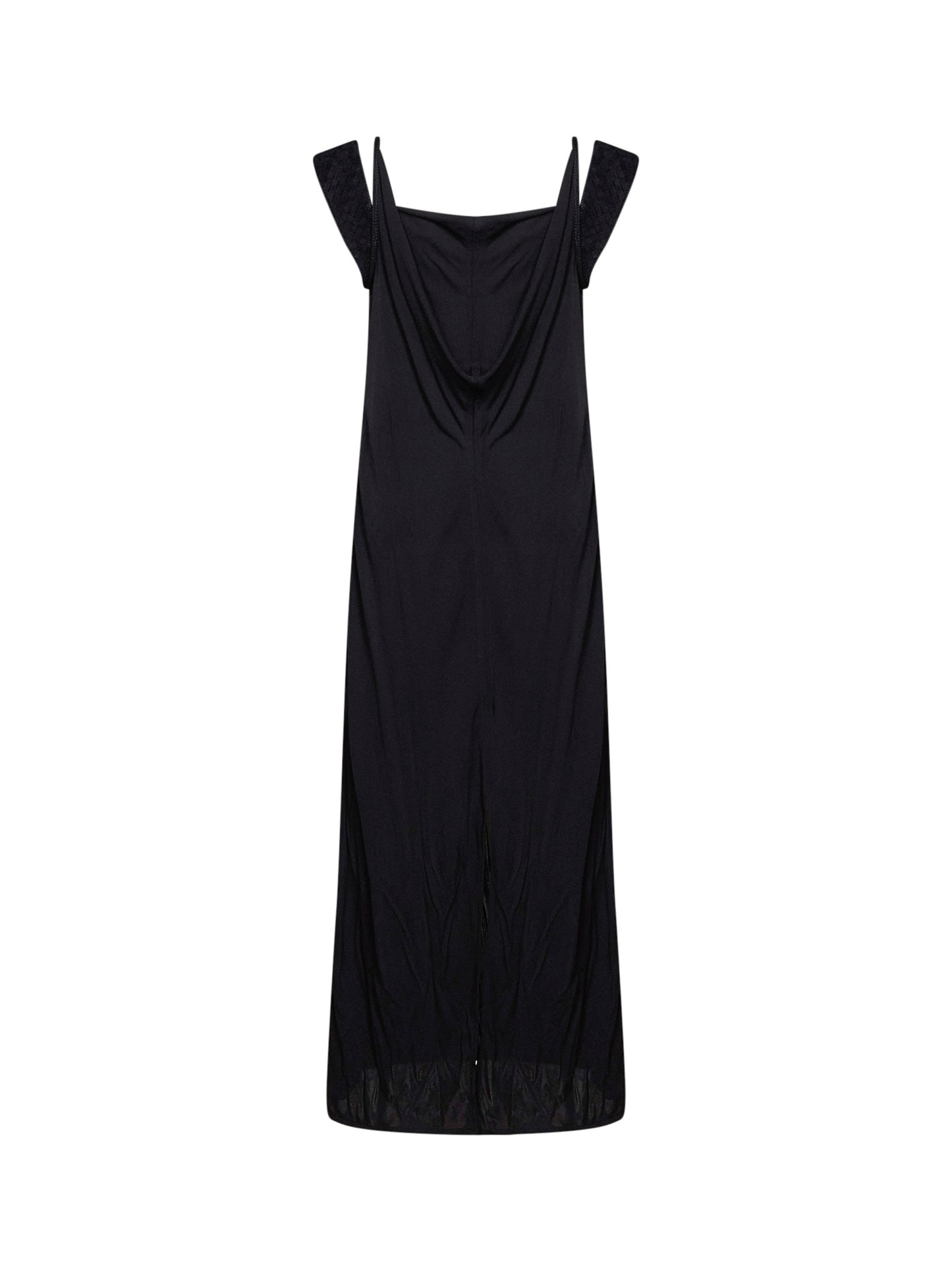 Black viscose crêpe jersey long dress