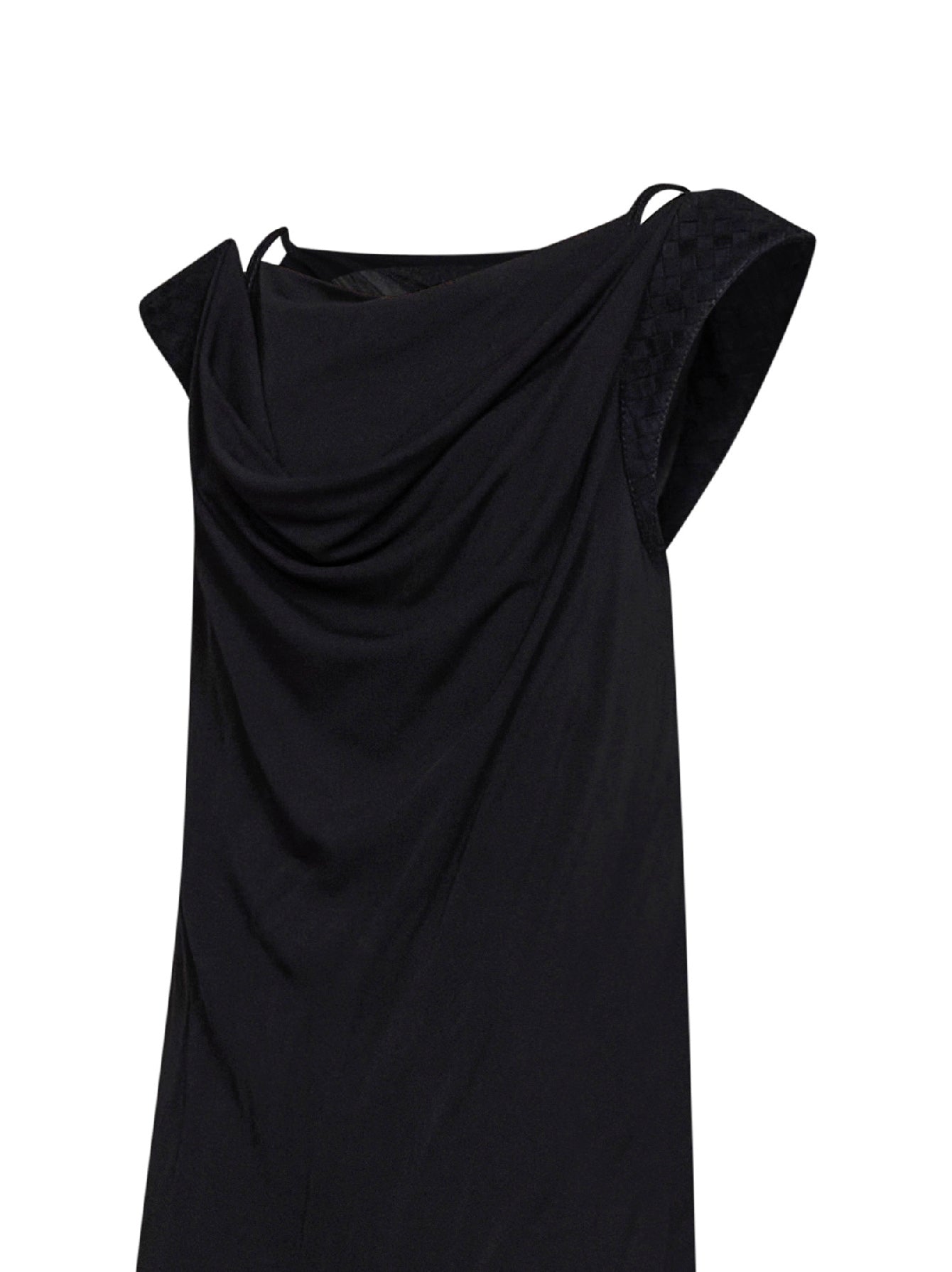 Black viscose crêpe jersey long dress